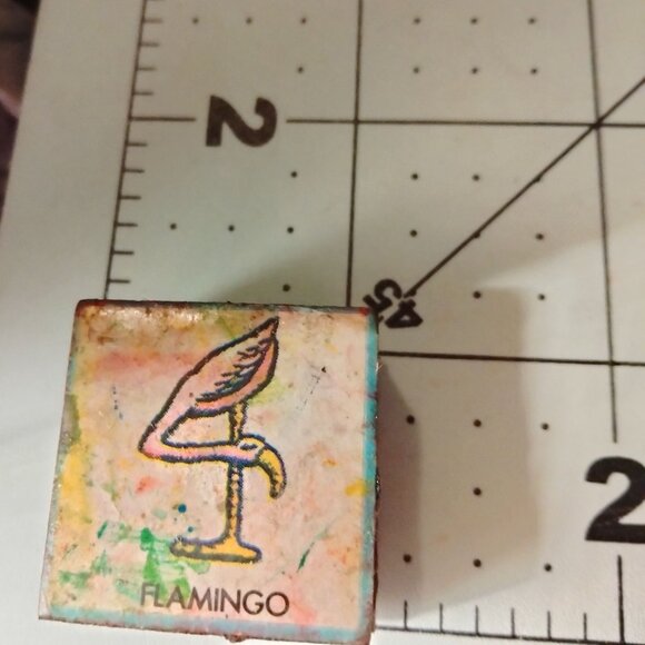 Number 4 Flamingo Rubber Stamp Block - Picture 3 of 3